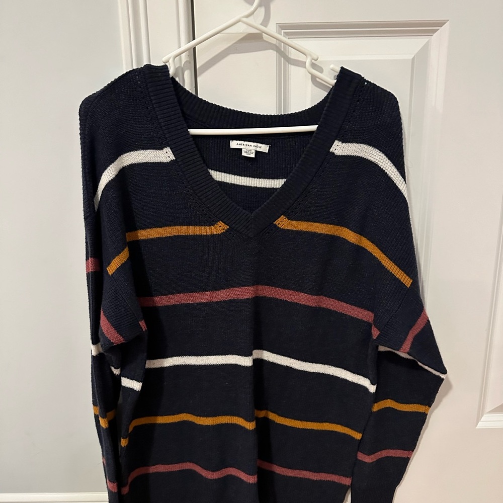 Size Small American Eagle knit striped navy blue sweater